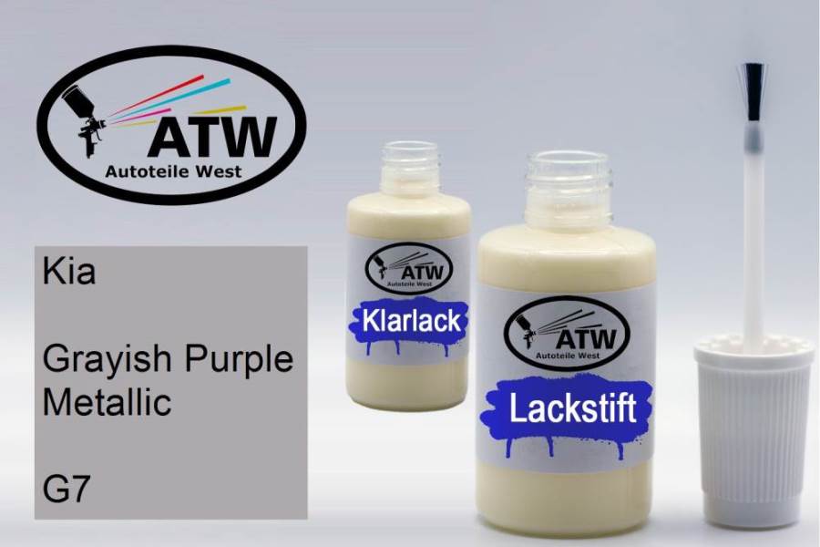 Kia, Grayish Purple Metallic, G7: 20ml Lackstift + 20ml Klarlack - Set, von ATW Autoteile West.